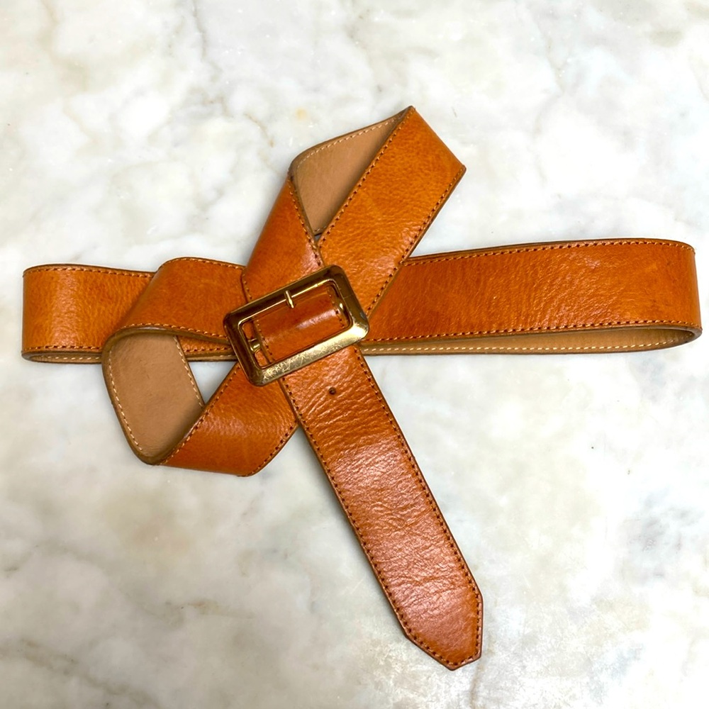 PHILLIP LIM 3.1 2000'S BOLD BROWN LEATHER BOW BELT